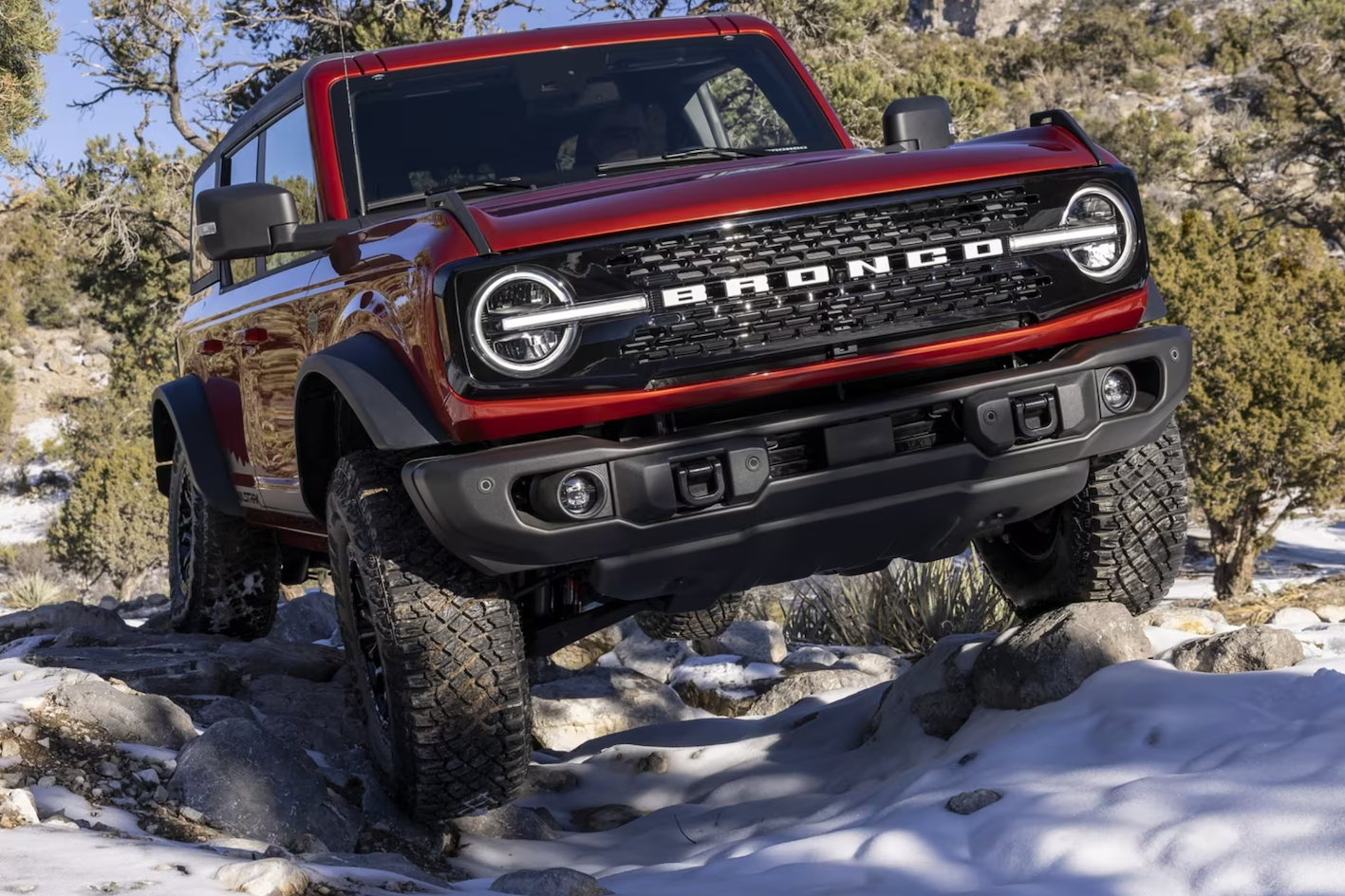 2024 Ford Bronco Wildtrak on rocky terrain