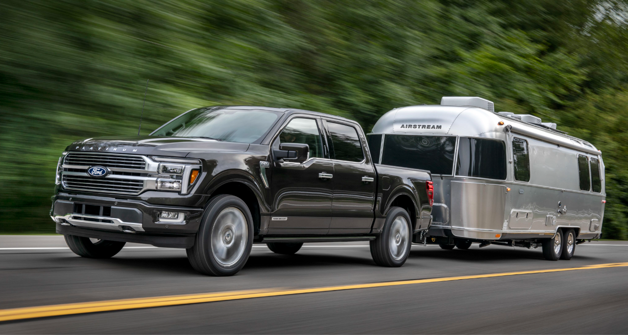 2024 Ford F-150 Platinum towing an RV
