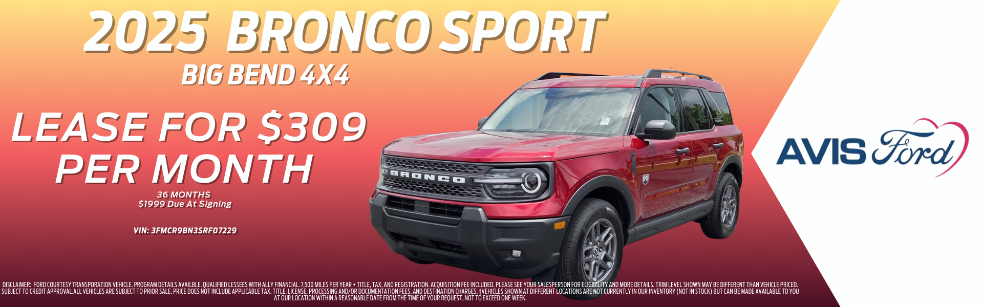2025 Bronco Sport Lease- January 2026