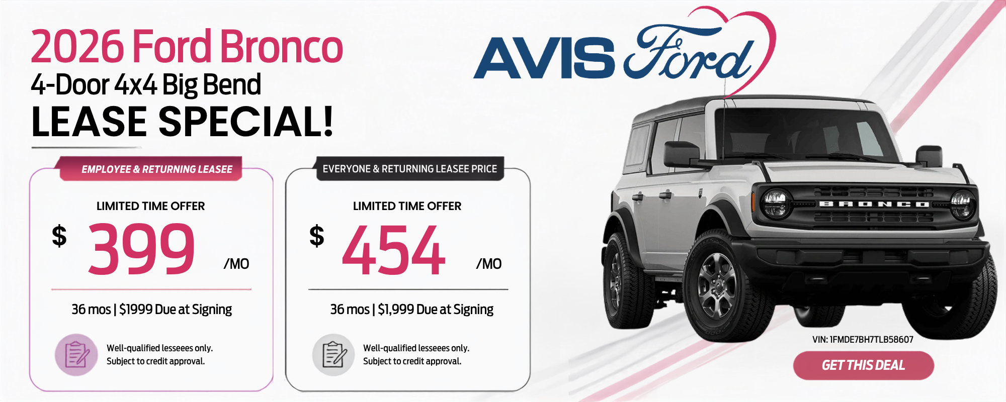 2026 Ford Bronco Lease Offer at Avis Ford October 2026