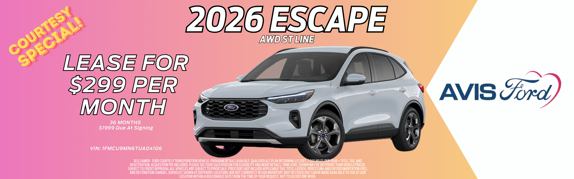 2026 Ford Escape April Lease Deals Courtesy
