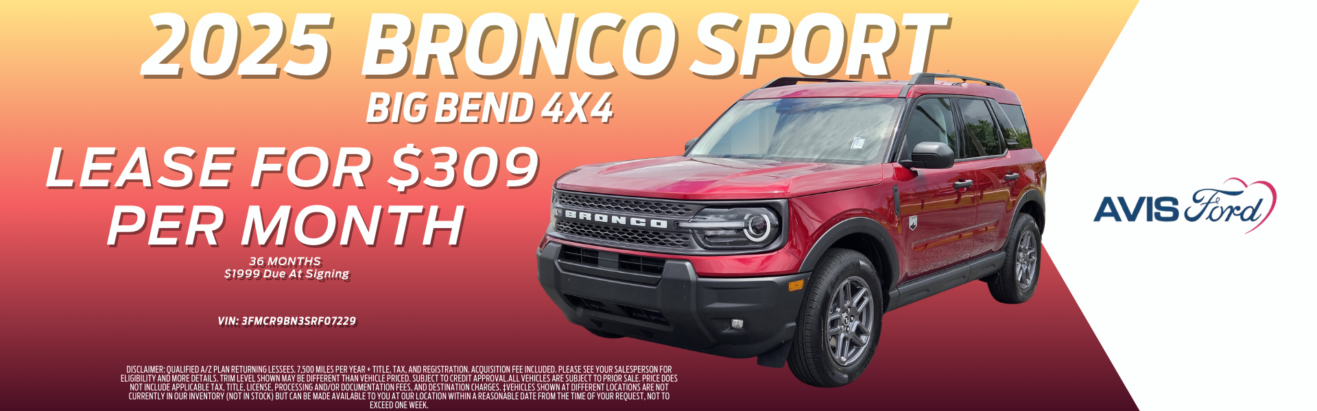 2025 Ford Bronco Sport Lease Offer
