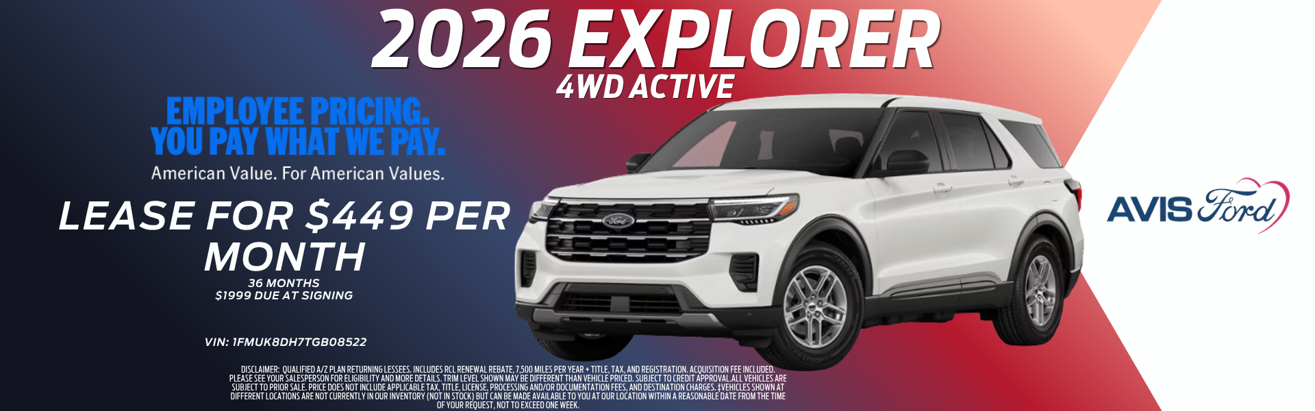 2026 Explorer lease special deal- June 2026