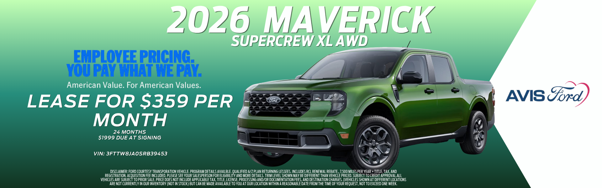 2026 Maverick lease special deal- June 2026