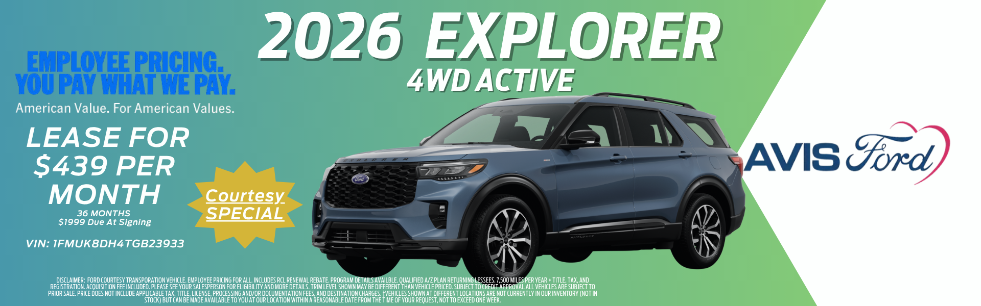 2026 Ford Explorer Lease Special May 2026