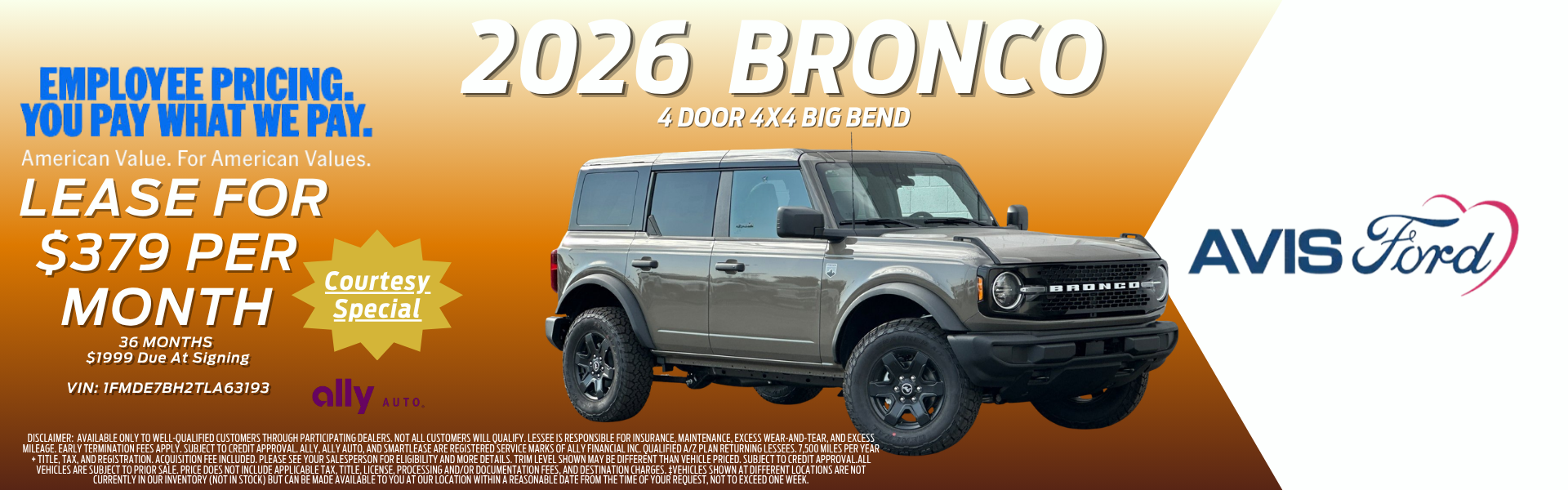 2026 Ford Bronco Lease Special May 2026
