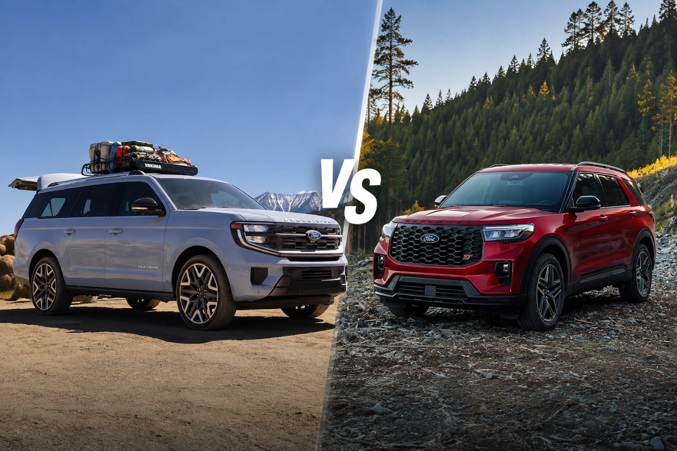 Ford Expedition vs. Ford Explorer side-by-side SUV comparison.
